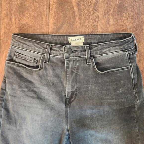 L'AGENCE Highline High Rise Distressed Jeans in Vintage Grey Destruct, Size 29 - Picture 6 of 12